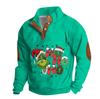 Men's Casual Fashion Christmas Printed Hoodless Sweatshirt Wide Men's Loose Button Stand Collar Hooded Sweatshirt