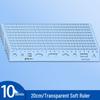 Riglă Moale Multifuncțională – Ondulată și Dreaptă, 15cm/20cm, Plastic Transparent pentru Elevii din Clasa I