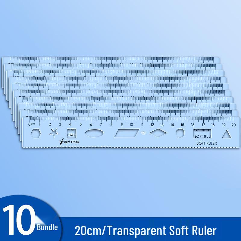 Riglă Moale Multifuncțională – Ondulată și Dreaptă, 15cm/20cm, Plastic Transparent pentru Elevii din Clasa I