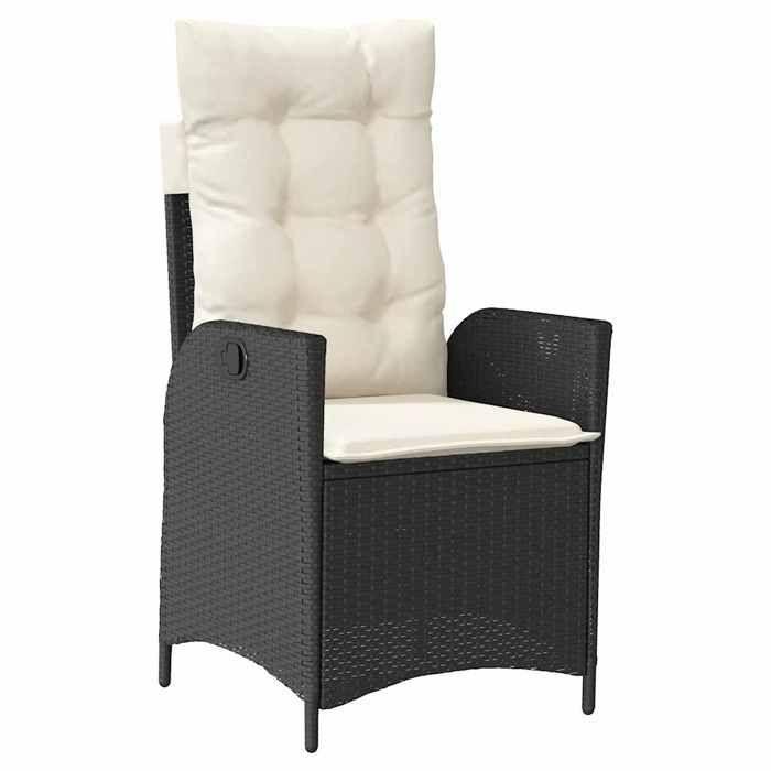 VidaXL Garden Dining Set Cushions 7pcs Black Wicker 3213161