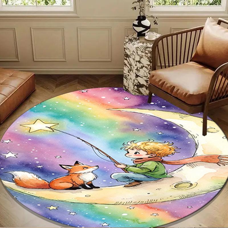 Prince's Nightly Embrace Round Rug for Livingroom,Bedroom, Palyroom, Chair Rug, Area rug, Circle Carpet, Large Size Fan Christmas gift