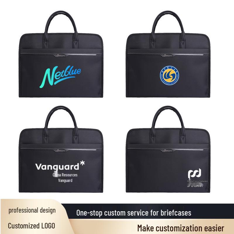 Large Capacity Oxford Cloth Double-Layer Business Briefcase/Document Bag with Printing