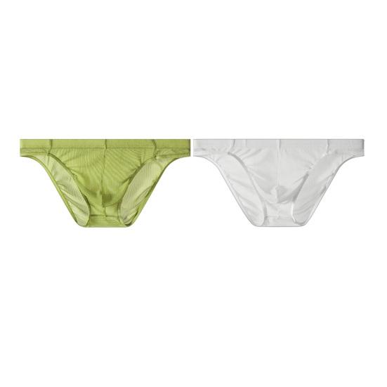 2Pcs Men Sexy Mesh Briefs Underpants Breathable Low-Waist Sheer Thin Briefs Comfortable Summer Underwear for Daily