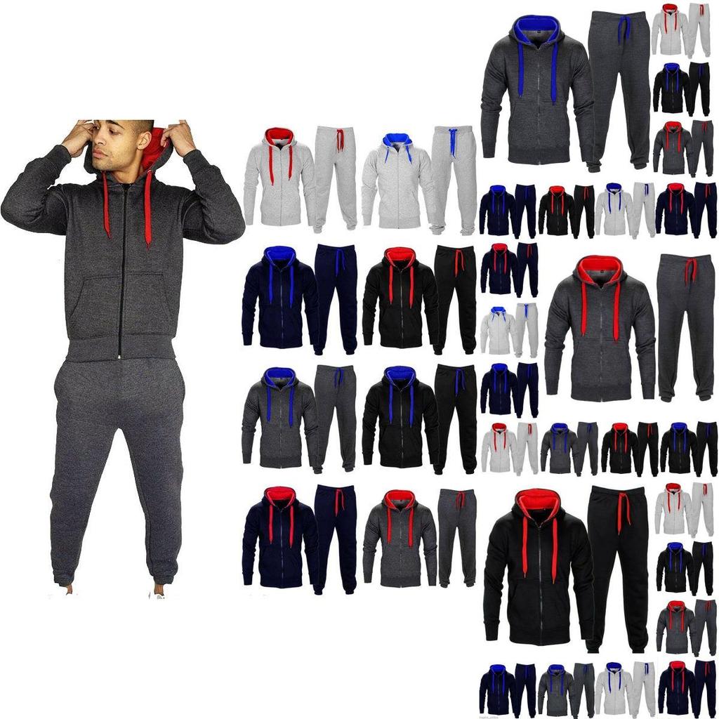 Luxuriously Warm Men's Tracksuit Set With Fleece Zip Hoodie And Jogging Bottoms