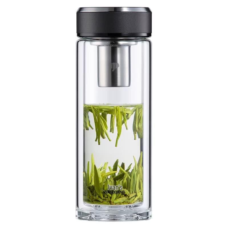 WANXIANG Double-Layer Glass Travel Mug