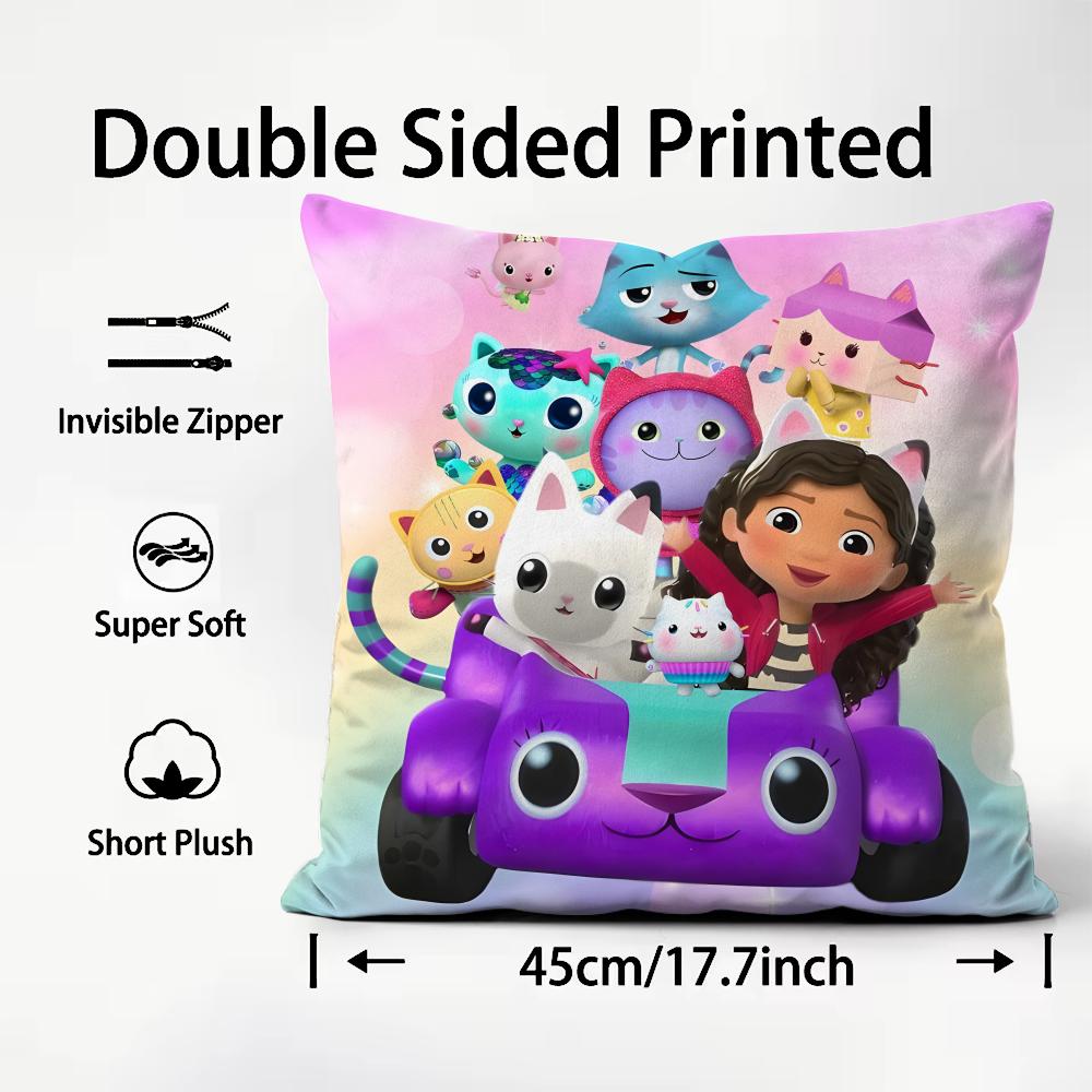 Classic Cartoon Gabby'S Dollhouse Cushion Cover Soft & Easy-Wash Pillow Case – Versatile For Couch, Bed, Travel And Office