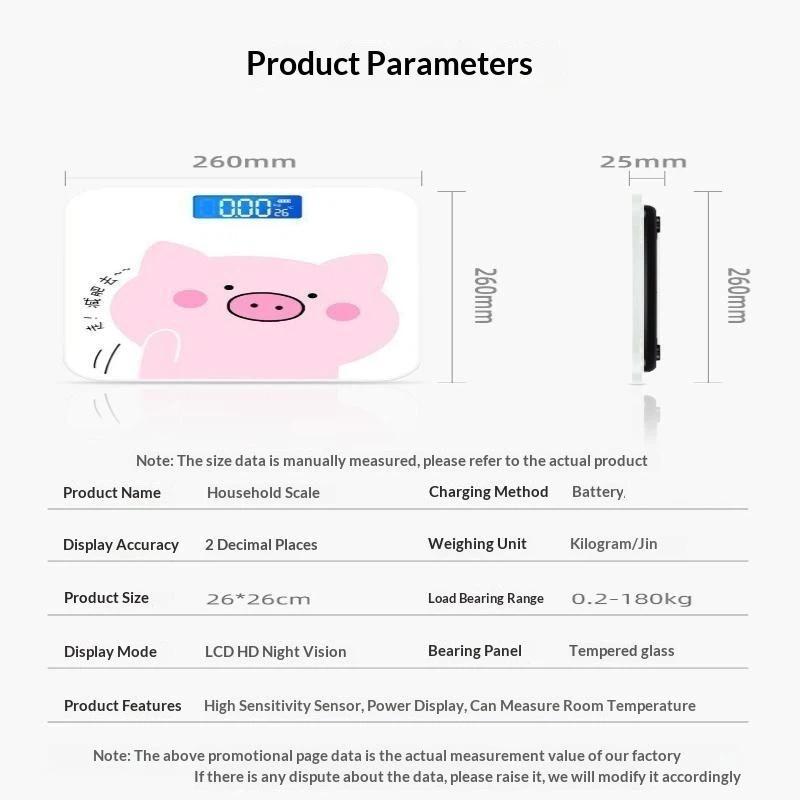 Cartoon Cute Pig Digital Weight Scale High Precision Reading For Home Bathroom Weight Tracking Automatic Weighing Scale