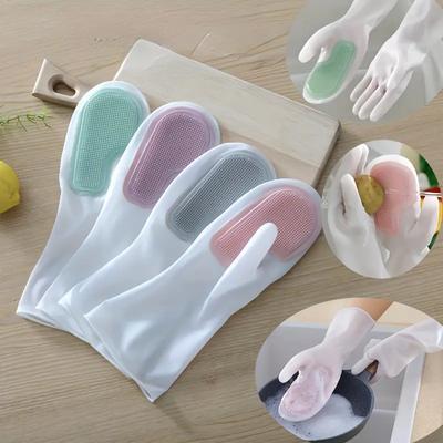 Dishwashing Cleaning Gloves Magic Silicone Rubber Dish Washing Gloves for Household Sponge Scrubber Kitchen Cleaning Tools