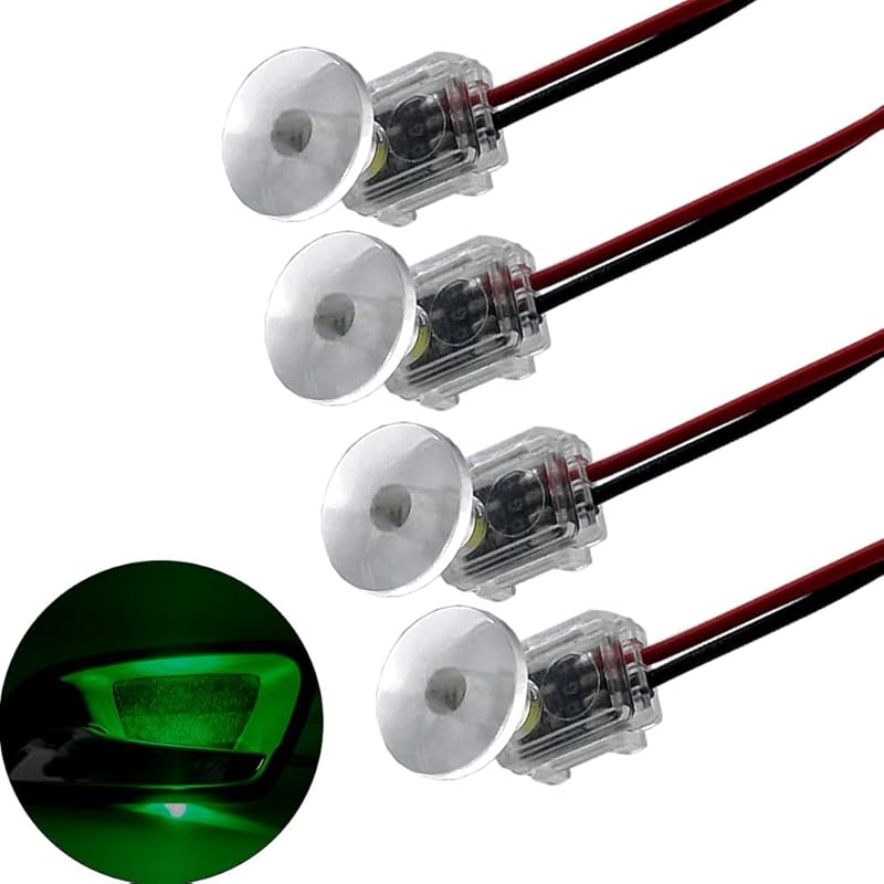 4pcs Red Car Door Light,Flush Mount 12V LED Light for Bumper Grille Cars Interior Dash Ambient Lighting Motorcycle Door Bowl Lamp LED Indicator Light