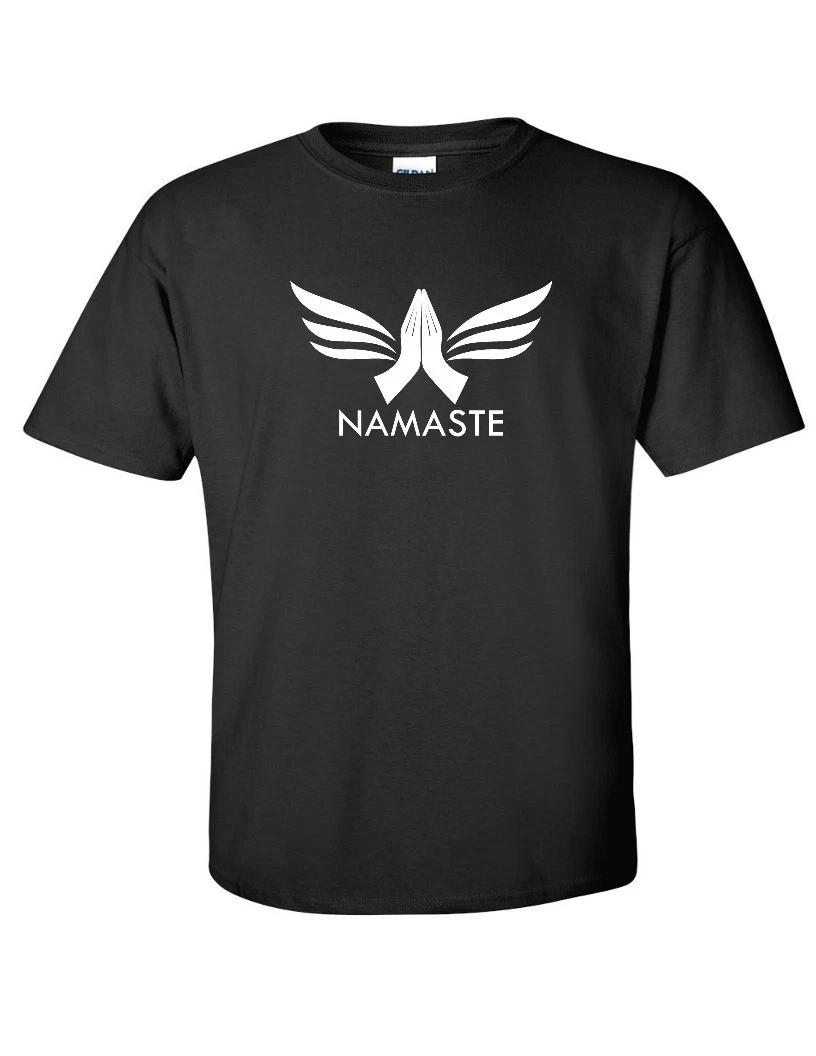 Namaste Yoga Pilates Stretch Downward Dog Indian Meditation Life Cotton T-Shirt M