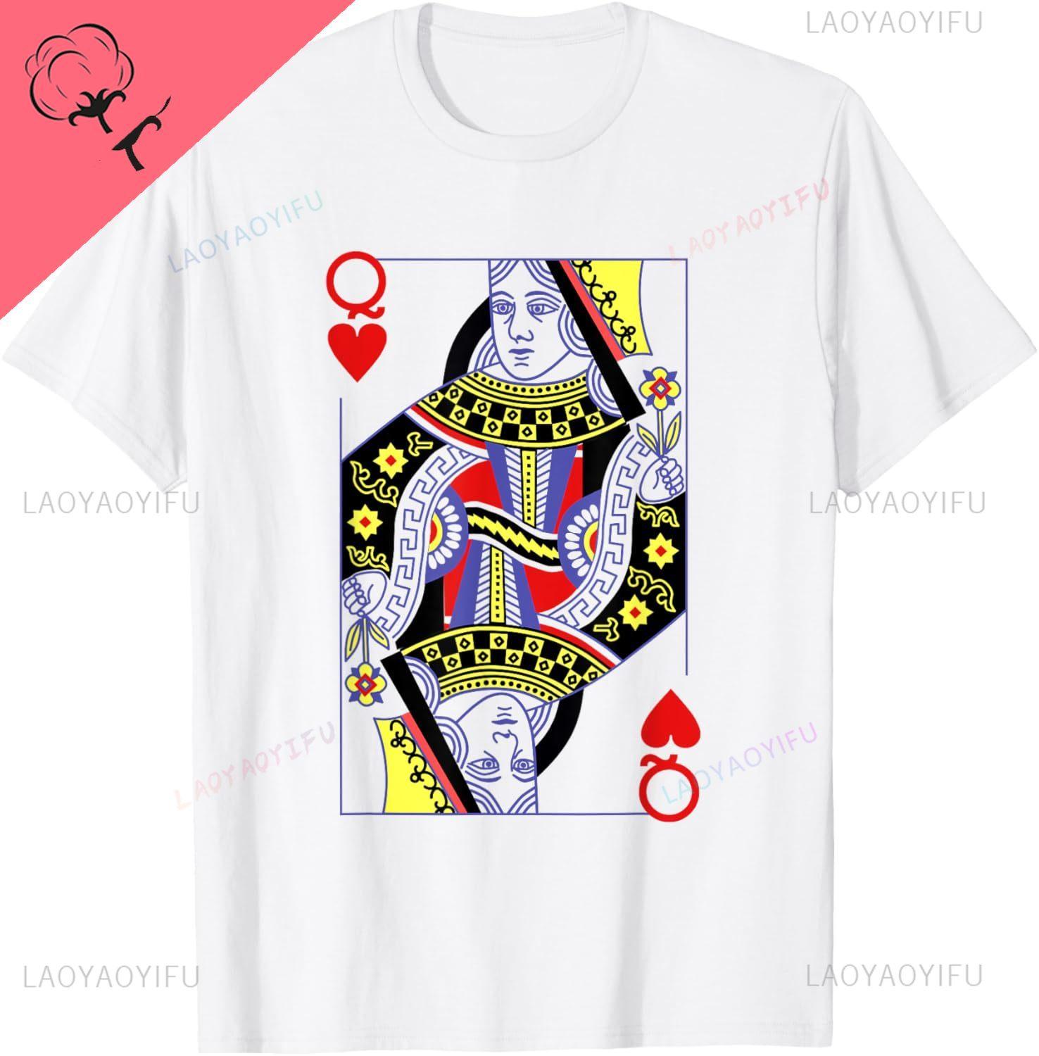 Queen of Hearts Deck of Cards Playing Cards Halloween Poker TShirt Funny Shirt Unisex Summer Streetwear Tops Camiseta S