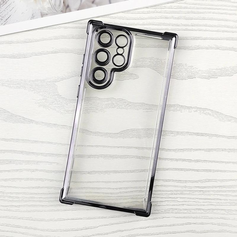 Luxury Shockproof Clear Soft Case For Samsung Galaxy S25 FE Edge S24 S23 S22 S21 Ultra Plus Plating Transparent Cover TPU Shell