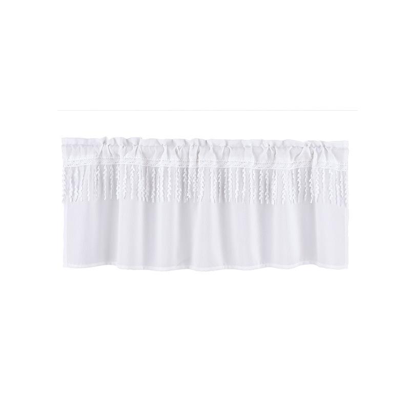 Small Fresh Dark Stripes Are Opaque To Light, People Wear Poles, Short Curtains, Willow Leaf Strips Splicing Short Curtains