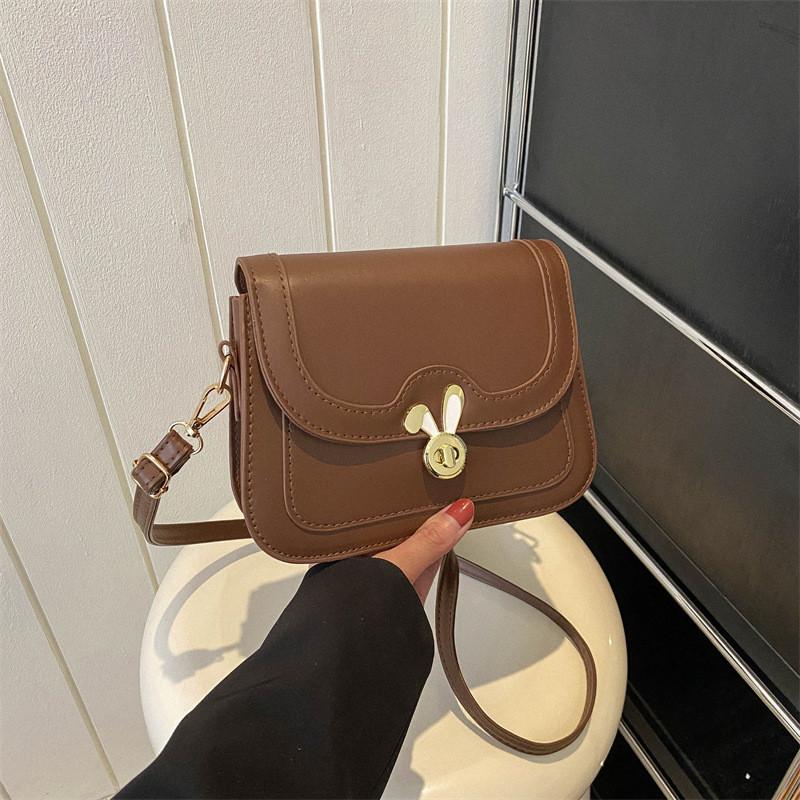 Street Style Small Square Pu Shoulder Bag With Lock Closure For Daily Casual Use