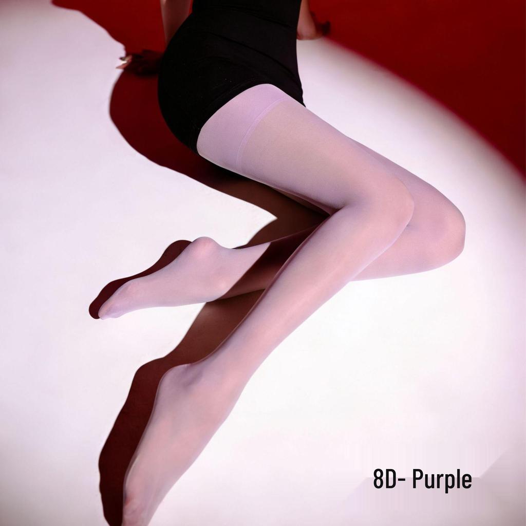 Shengyu 8D Black Silky Moisturizing Pantyhose with Reinforced Seamless Crotch and Anti-snag Ultra-thin Design