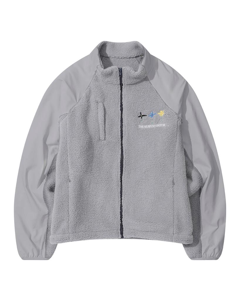 Themuseumvisitor Fleece Raglan Full Zip-Up (Grey)
