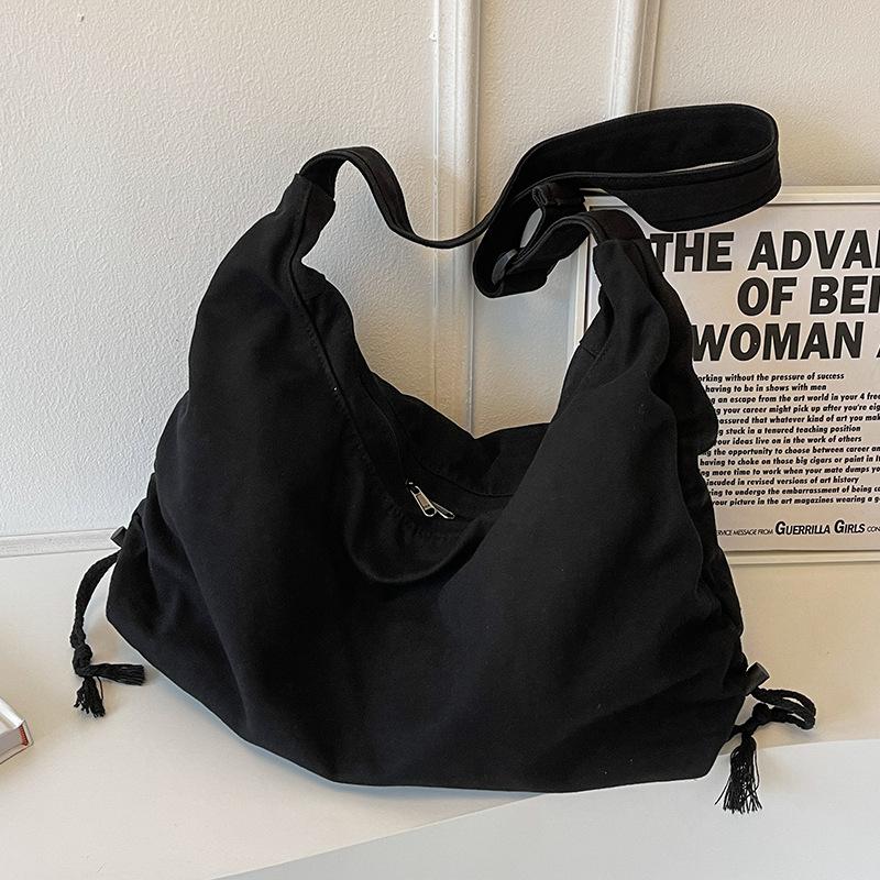 Canvas Bags  Large Capacity  New Style for Girls  Solid Color Dumpling Bags  One Shoulder Crossbody Bags