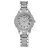 Trendy Roman Numerals Luxury Diamond-Encrusted Cuban Bracelet With Women'S Watch, Fashionable Hip-Hop Steel Watch