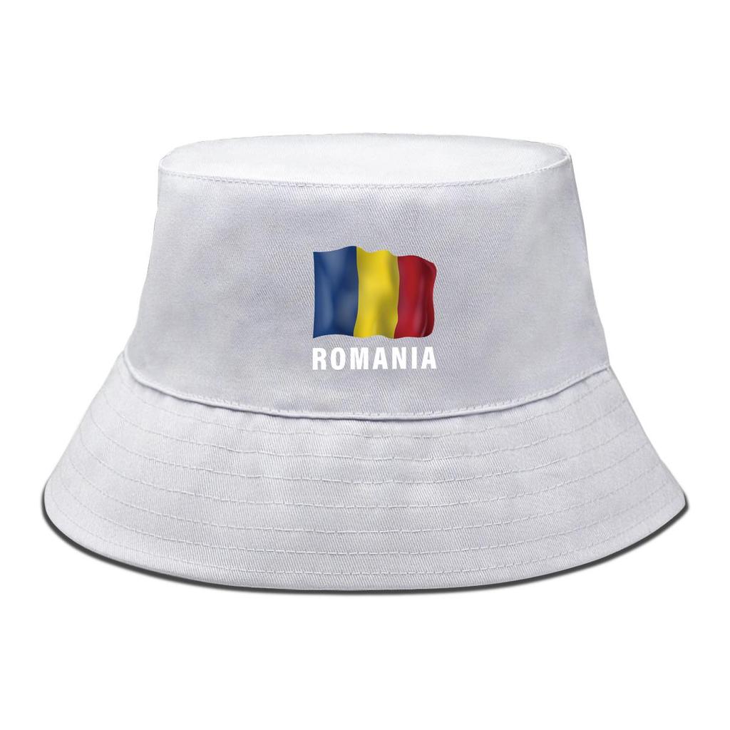Bucket Hat With Romania Flag Print , Patriotic Men's Hat Simple Lightweight Reversible Beach Hat