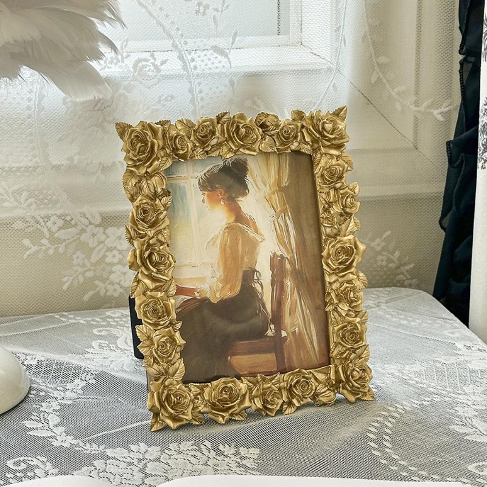 5/6/7 Zoll Fotorahmen Europäischer Stil Foto Requisiten Rahmen Ornamente Rosenrand Bilderrahmenschmuck Schlafzimmer