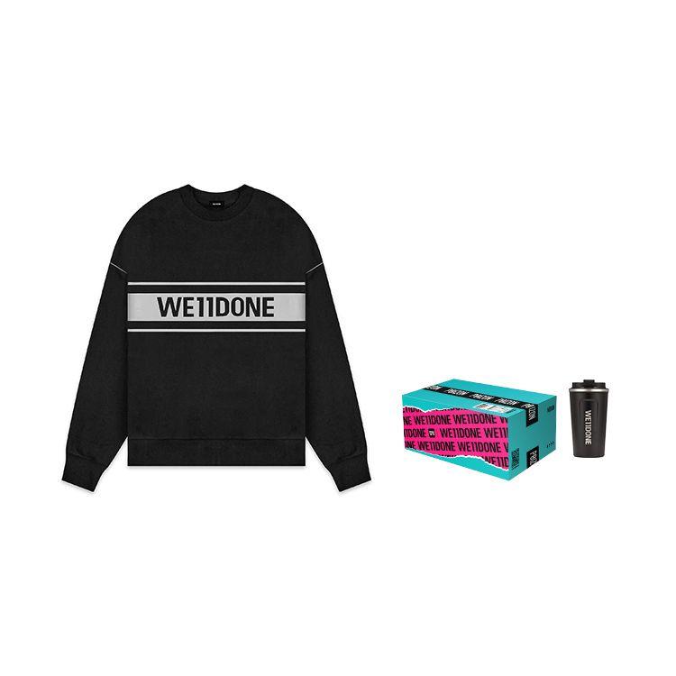 WE11DONE Reflective Logo Pullover Black Unisex Tops WD-SS5-19-048-BK