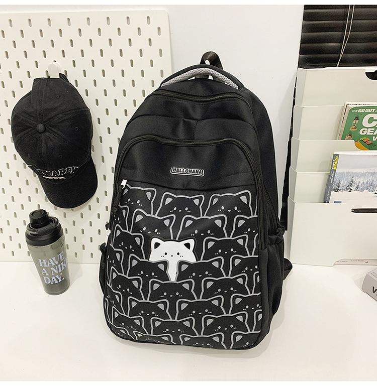 

Cartoon schoolbag primary school students cute graffiti large capacity backpack junior high school backpack fashion чорний