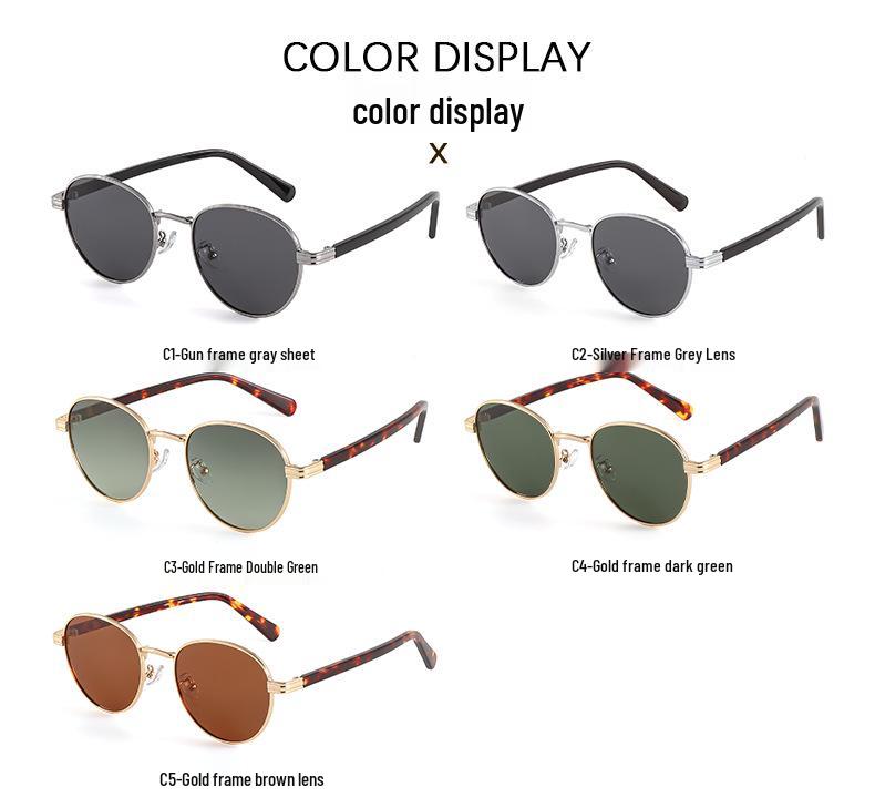 Retro Hong Kong Style Polarized Metal Sunglasses - Versatile High-End Streetwear