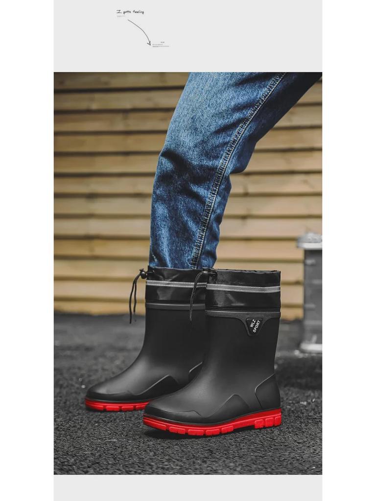Bottes de Pluie en Caoutchouc Imperméables et Antidérapantes pour Hommes, Style Coréen Tendance, Pêche et Extérieur