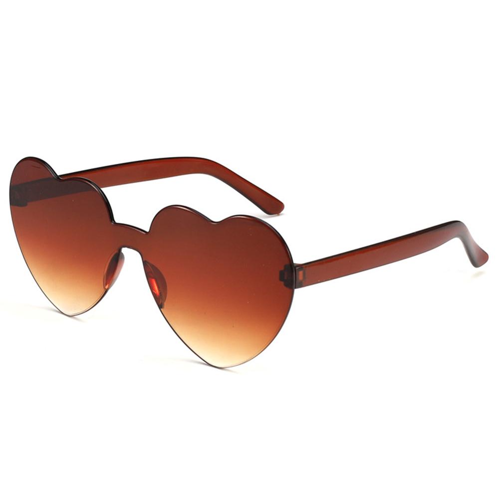 Liebe Herz Form Sonnenbrille Frauen Randlose Rahmen Tönung Klare Linse Bunte Sonnenbrille Weibliche Rot Rosa Gelb Shades Reisen