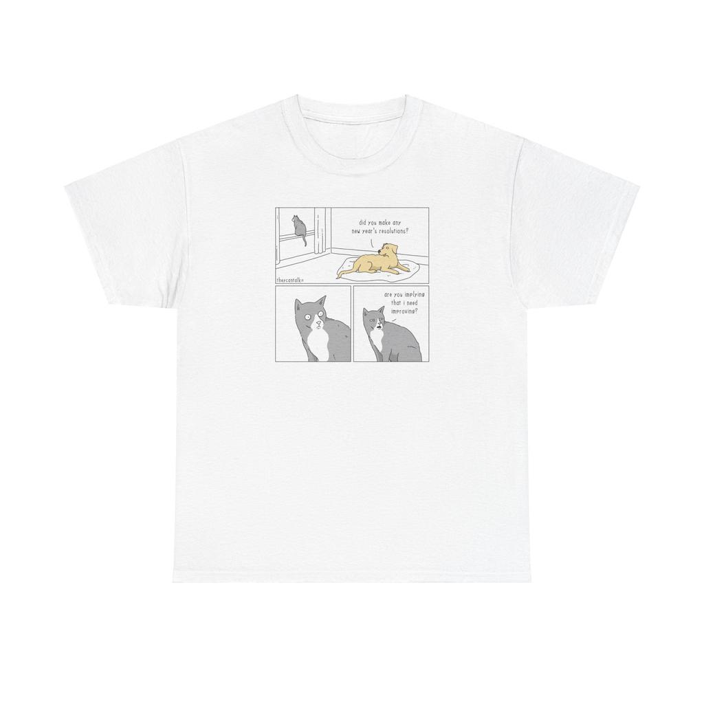 Funny Dog and Cat New Year's Resolutions Unisex Tshirt Tops Tee, Pets Humor, Gift for Animal