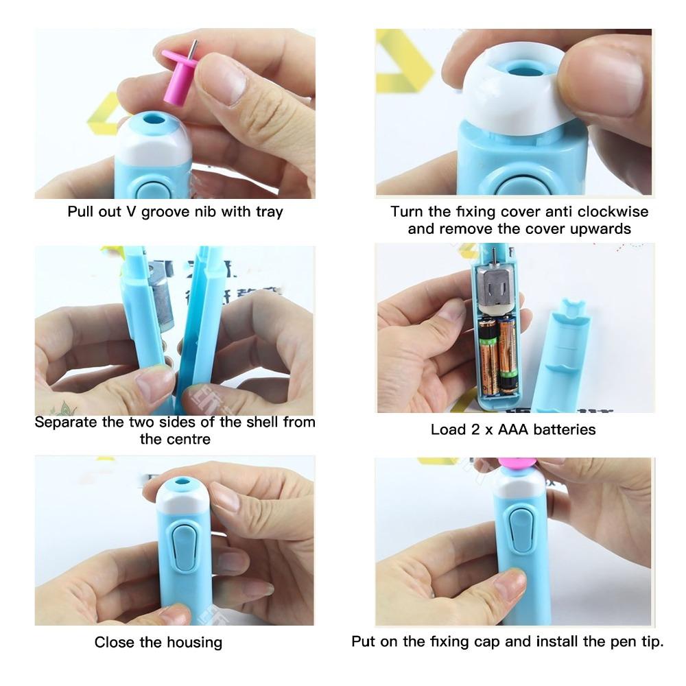 2pcs Plastic Metal Material Electric Quilling Pen Blue Paper Rolling Pen  For DIY Art Crafts
