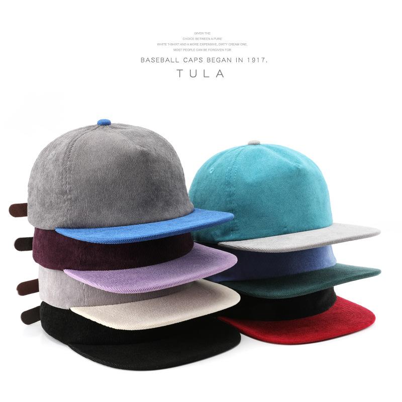 American Retro Contrasting Visor Corduroy Cap Outdoor Versatile Hat Hip Hop Baseball Cap Couple Flat Edge