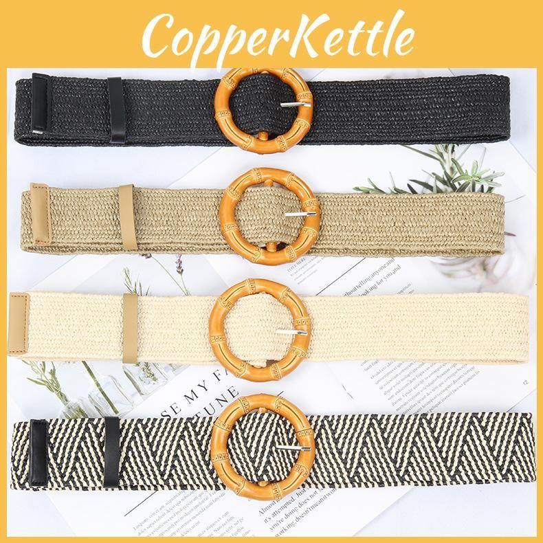 Waist Weave Rope Bamboo Kno Imitation Woven Round Buckle Women Waist Belt Gift