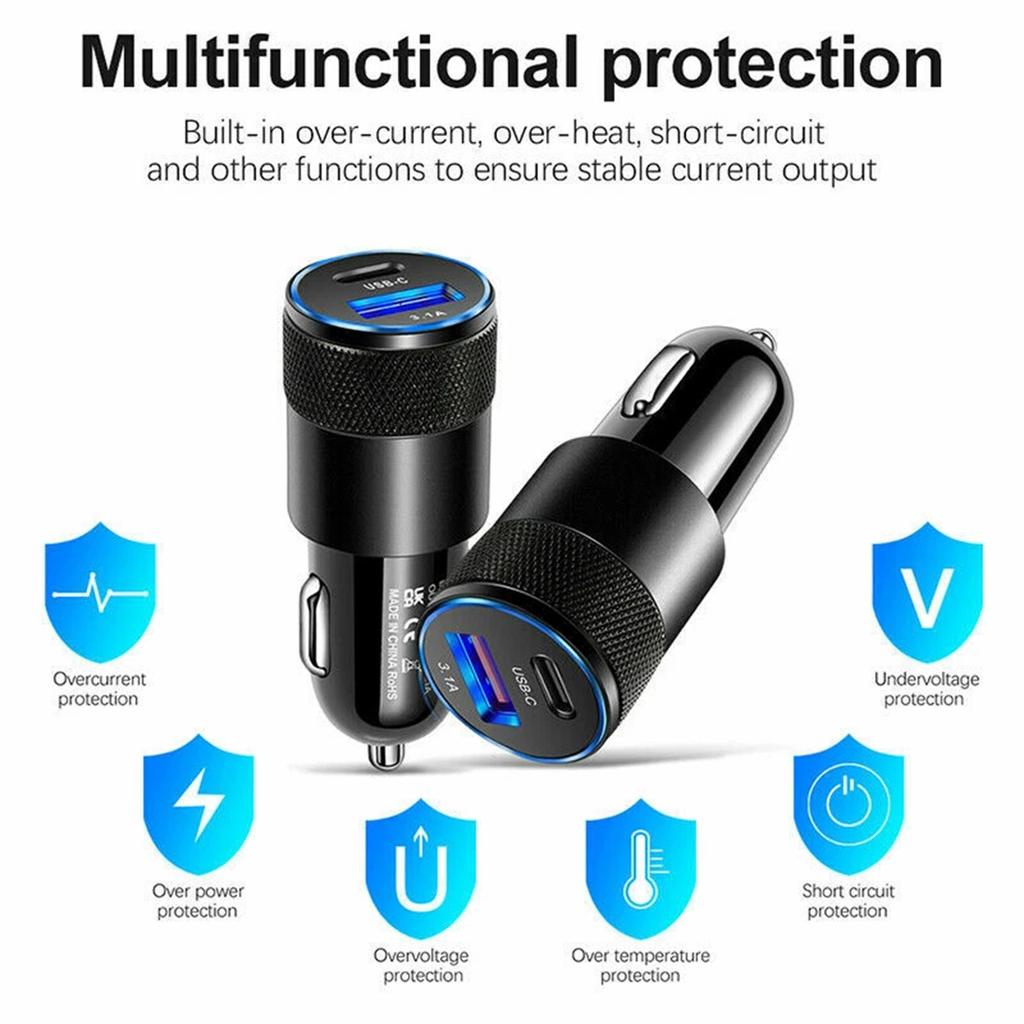 USB Fast Car Charger 3.1A Type-C PD Fast Charging Phone Car Adapter For Universal Mobile Phones