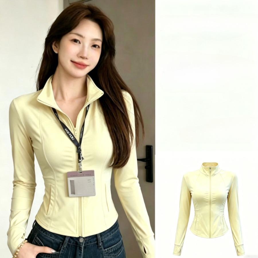 Summer Sunscreen Coat for Ladies Stand Collar Long Sleeve Capless Breathable Sports Outerwear
