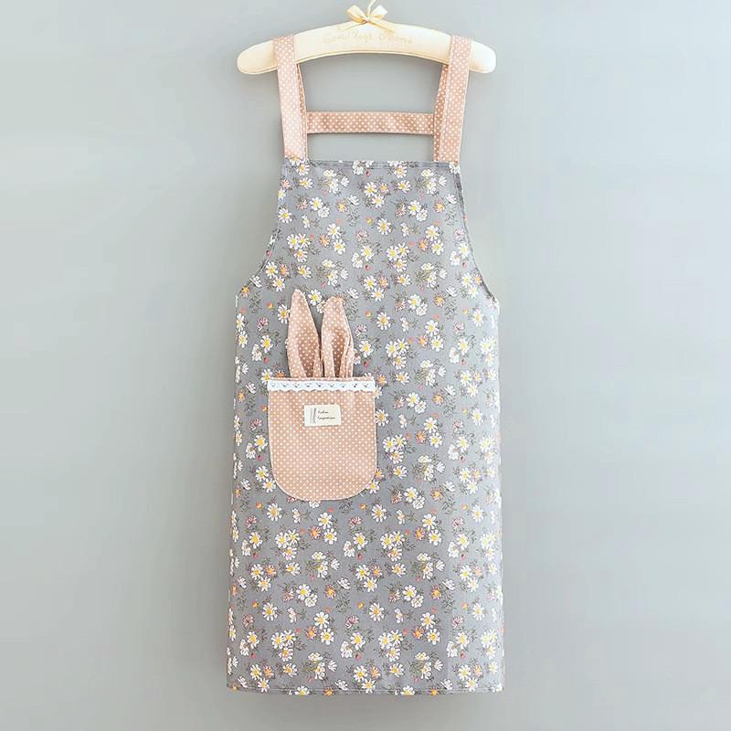 Floral Print Apron With Adjustable Straps For Kitchen And Home Decor