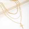 New fashion simple cross pendant multi-layer stacked necklace personalized collarbone chain necklace