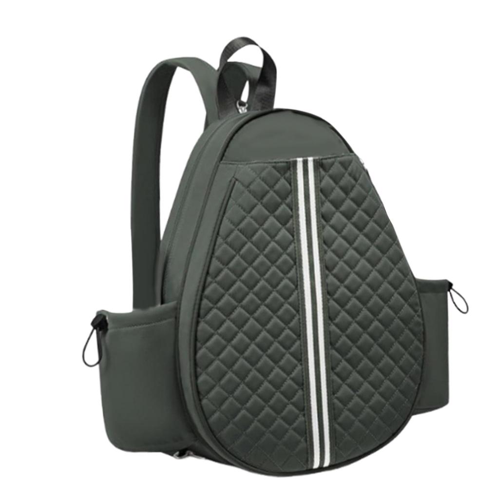 Tennis Bag Outdoor with Side Pockets Quilted Crossbody Backpack Green