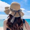 Foldable UV Straw Polka Dot Cute Popular Straw Actress Swimming [Lhyxuuk] Hat, Protection, Hat, Ribbon, Women's Hat, Hat, Hat, Portable, Beach,