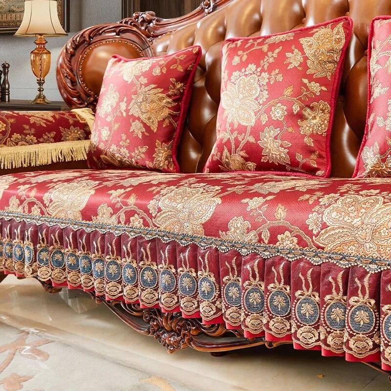 Jacquard Sofa Cover Armrest Towel Nonslip Couch Cushion Slipcover Home Decor Vintage Embroidery Sofa Protector Cover Living Room