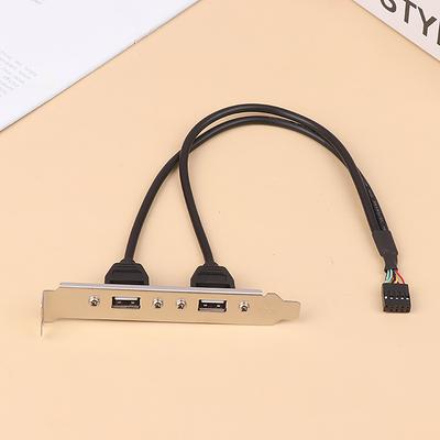 30 cm juodas 2 prievadų USB 2.0 pagrindinės plokštės galinio skydelio išplėtimo laikiklis į IDC 9 kontaktų pagrindinės plokštės USB kabelį pagrindinio kompiuterio adapteris