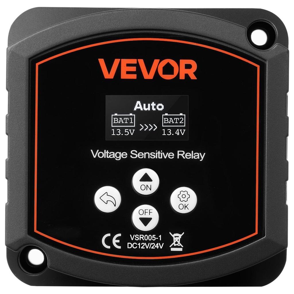 Dual Battery Isolator Kit, 12V 300 Amp, Manual and Automatic VSR Voltage Sensitive Relay with Voltmeter, LCD Screen, Smart Battery Isolator,