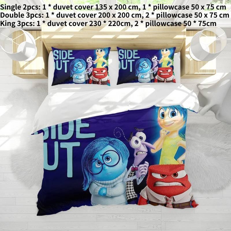 Entzückendes Alles steht Kopf 2 Bettwäsche-Set für Kinder Cartoon Anime Druck Weich und gemütlich