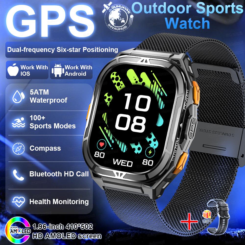 New Military GPS Smartwatch Men 10ATM IP69K Waterproof Smart Watch Compass Altimeter Air Pressure 530mAh Bluetooth Call Watches