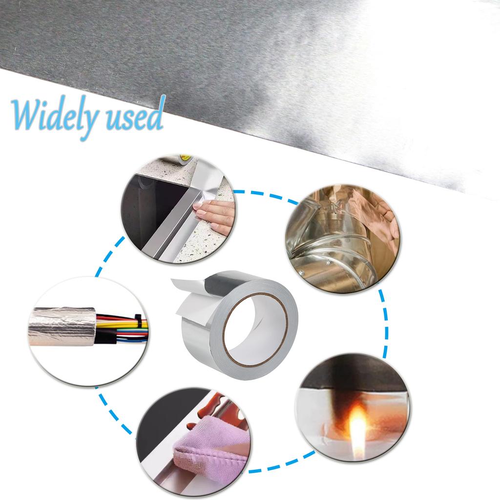 High Temperature Resistant Aluminum Foil Tape Kitchen Pipe Repairs Tape Adhesive Sealing Box Heat Insulation Leak-proof Tape