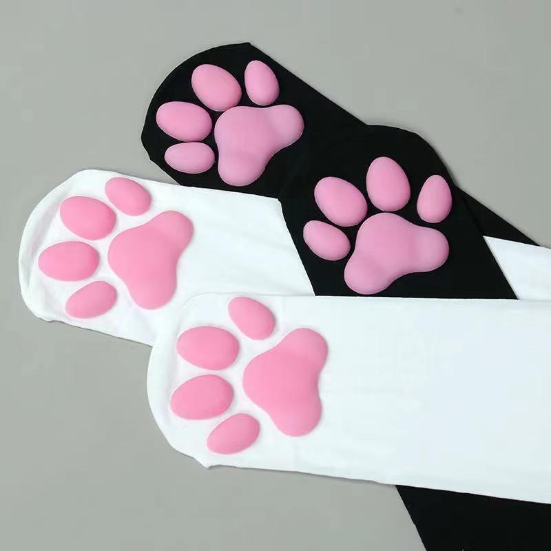 Süße fleischfarbene Katzenpfoten-Strümpfe für Damen im Herbst und Winter, sexy Langschaftsocken, rutschfest und formend, Oberschenkelstrümpfe