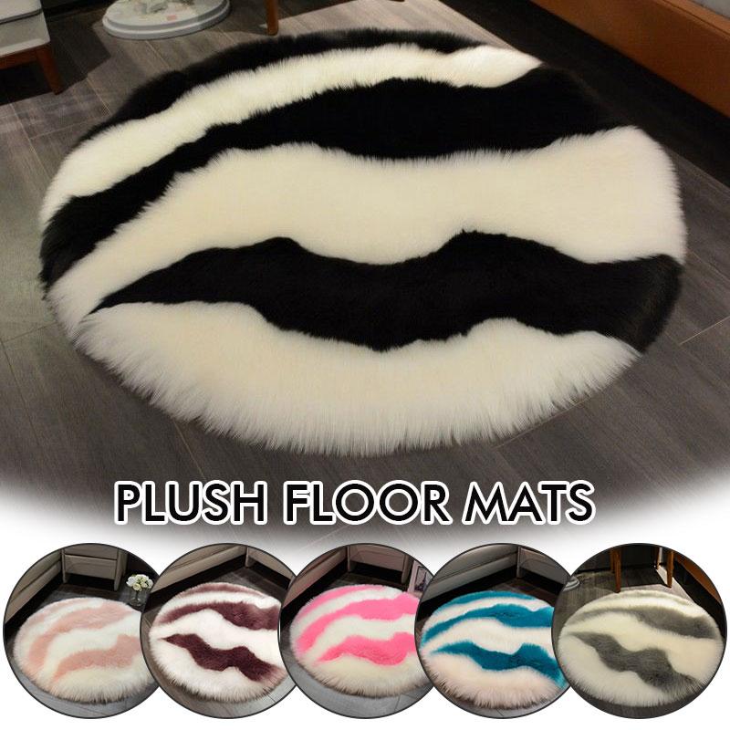 Soft Fluffy Faux Fur Rug Washable Living Room Bedside Shaggy Fur Rugs Plush Small Round Carpets Bedroom Floor Mats