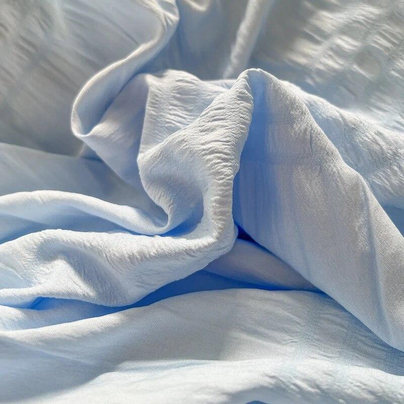 Set de lenjerie de pat prințesă coreeană Seersucker husă de pilotă cearșaf plate, față de pernă, set de lenjerie de pat, cuvertură moale, set de lenjerie de pat