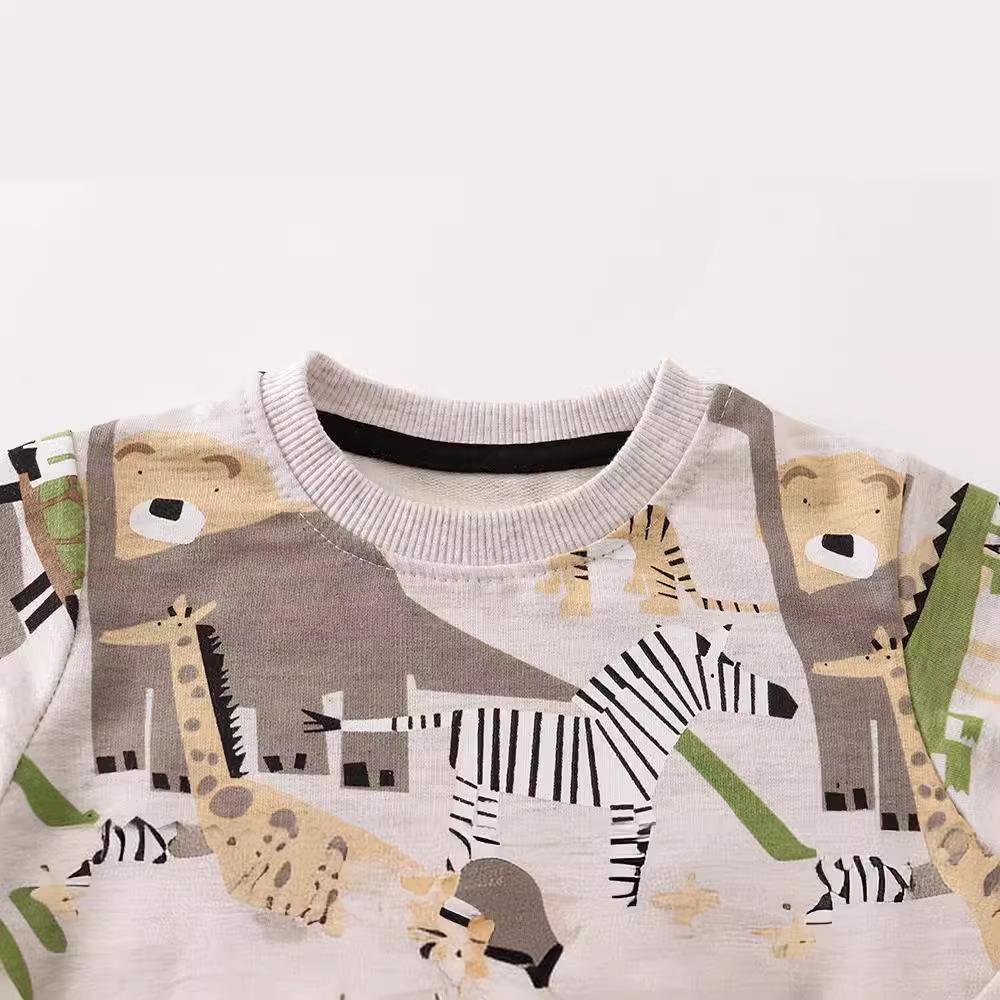 Boys' Long Sleeve Cartoon Knitted Cotton Sweatshirt - Autumn European & American Style Children's Clothing