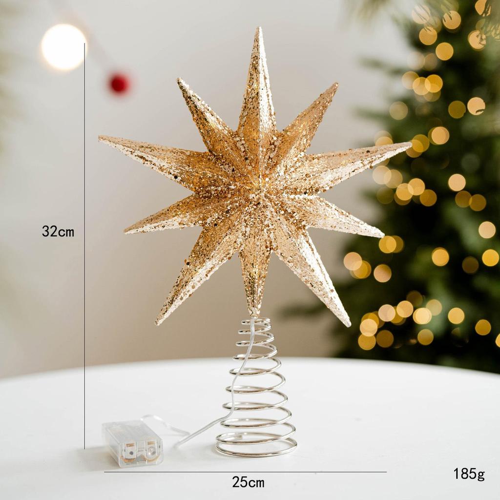 Champagner Weiß Eisenkunst Leuchtender Weihnachtsbaumspitze Stern